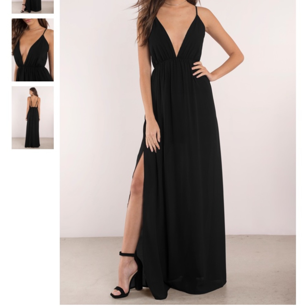 Tobi Black maxi dress with slits